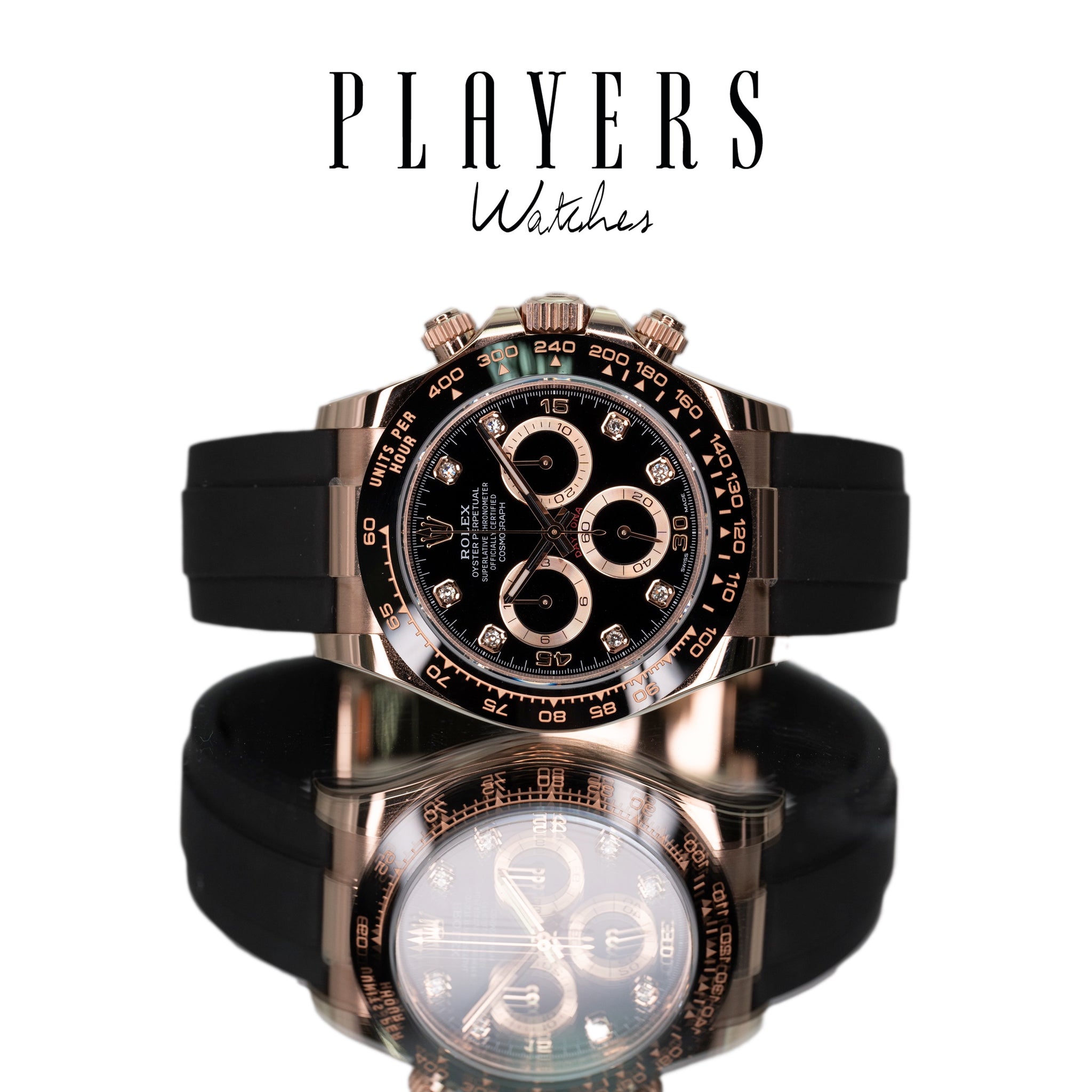 Rolex Daytona (116515LN) 18K Rose Gold on Oysterflex with Diamond Markers