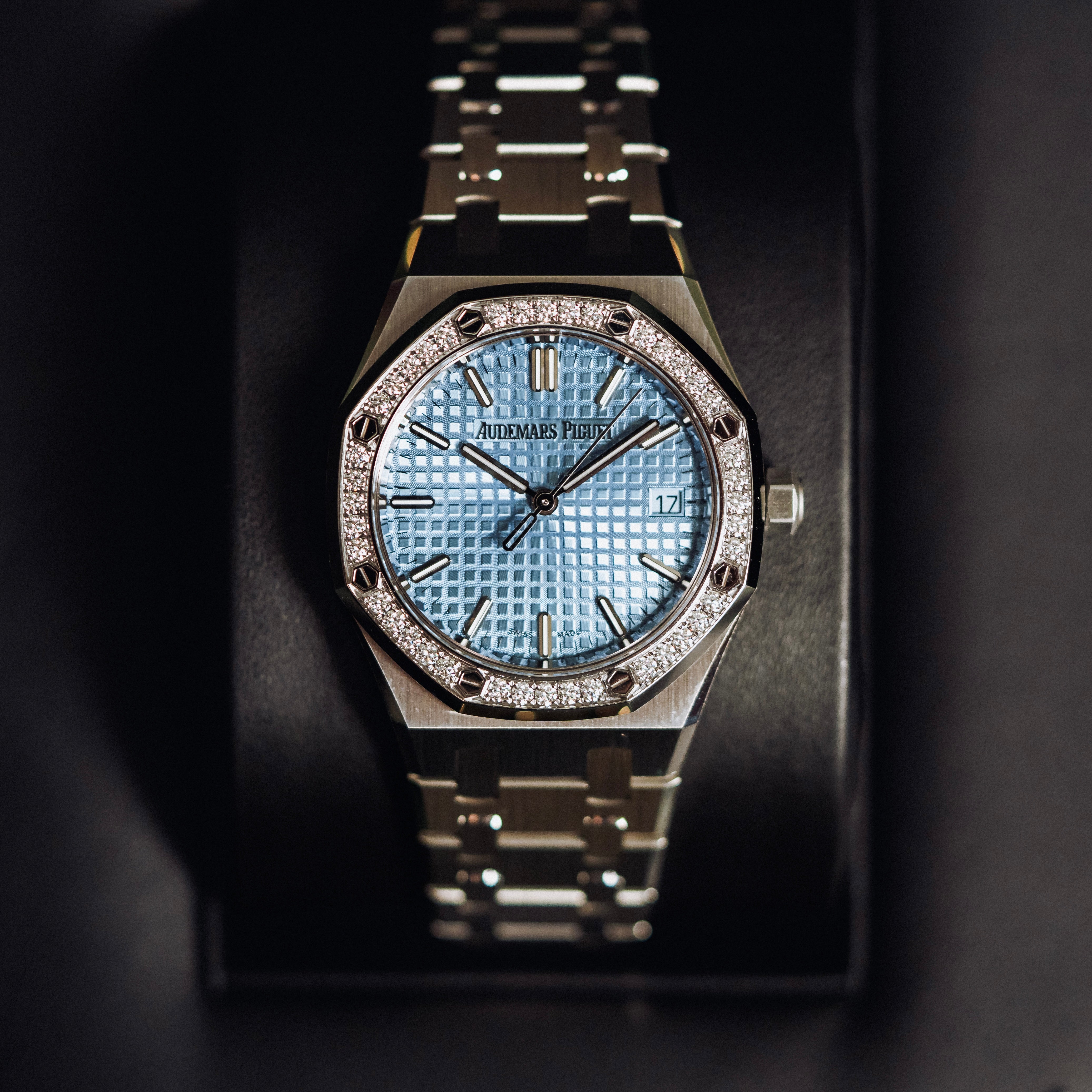 Audemars Piguet Royal Oak Ice Blue Factory Diamond Bezel 15551ST