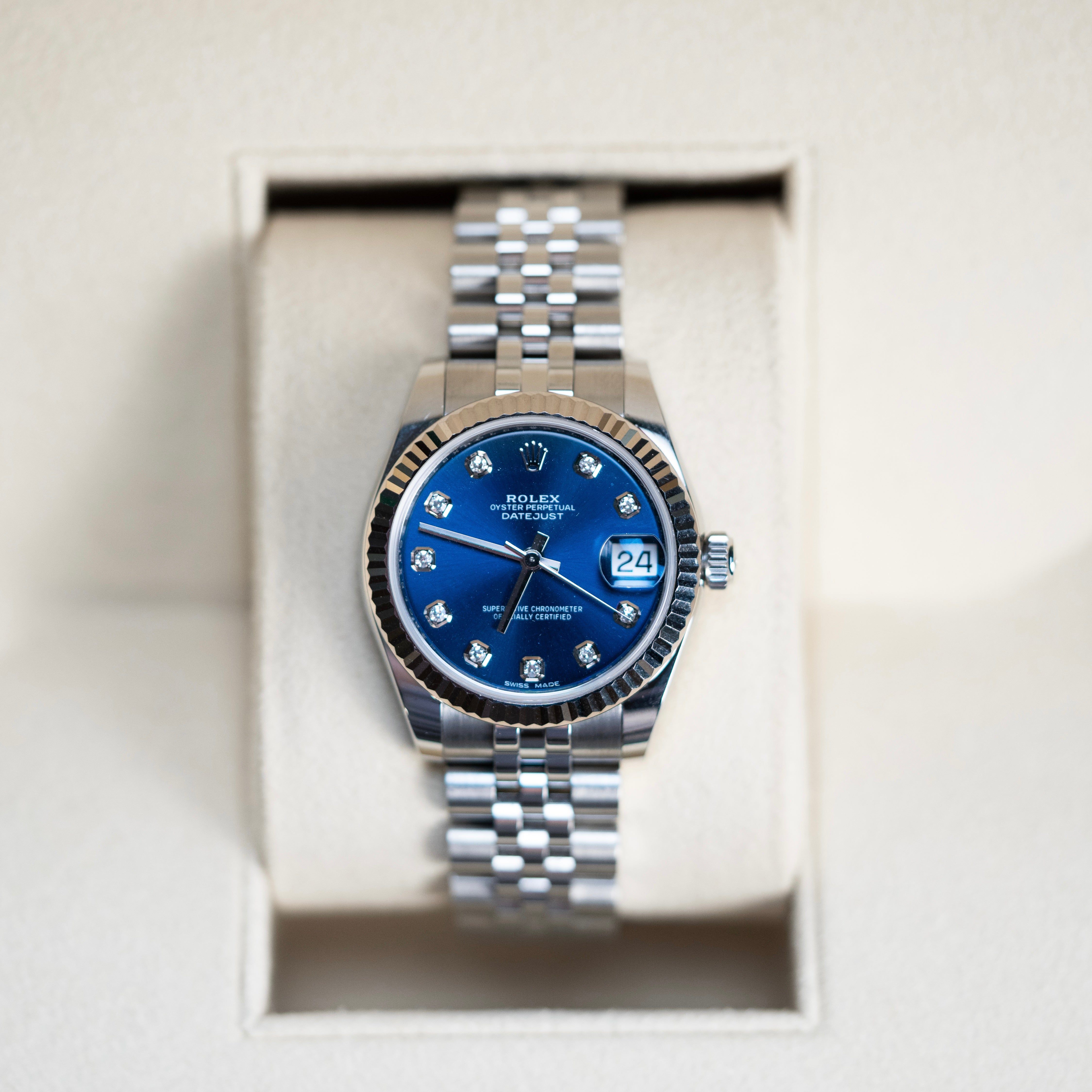 Ladies Rolex Datejust Blue Diamond Dial 31mm