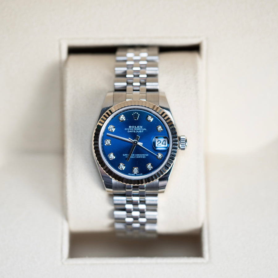Ladies Rolex Datejust Blue Diamond Dial 31mm