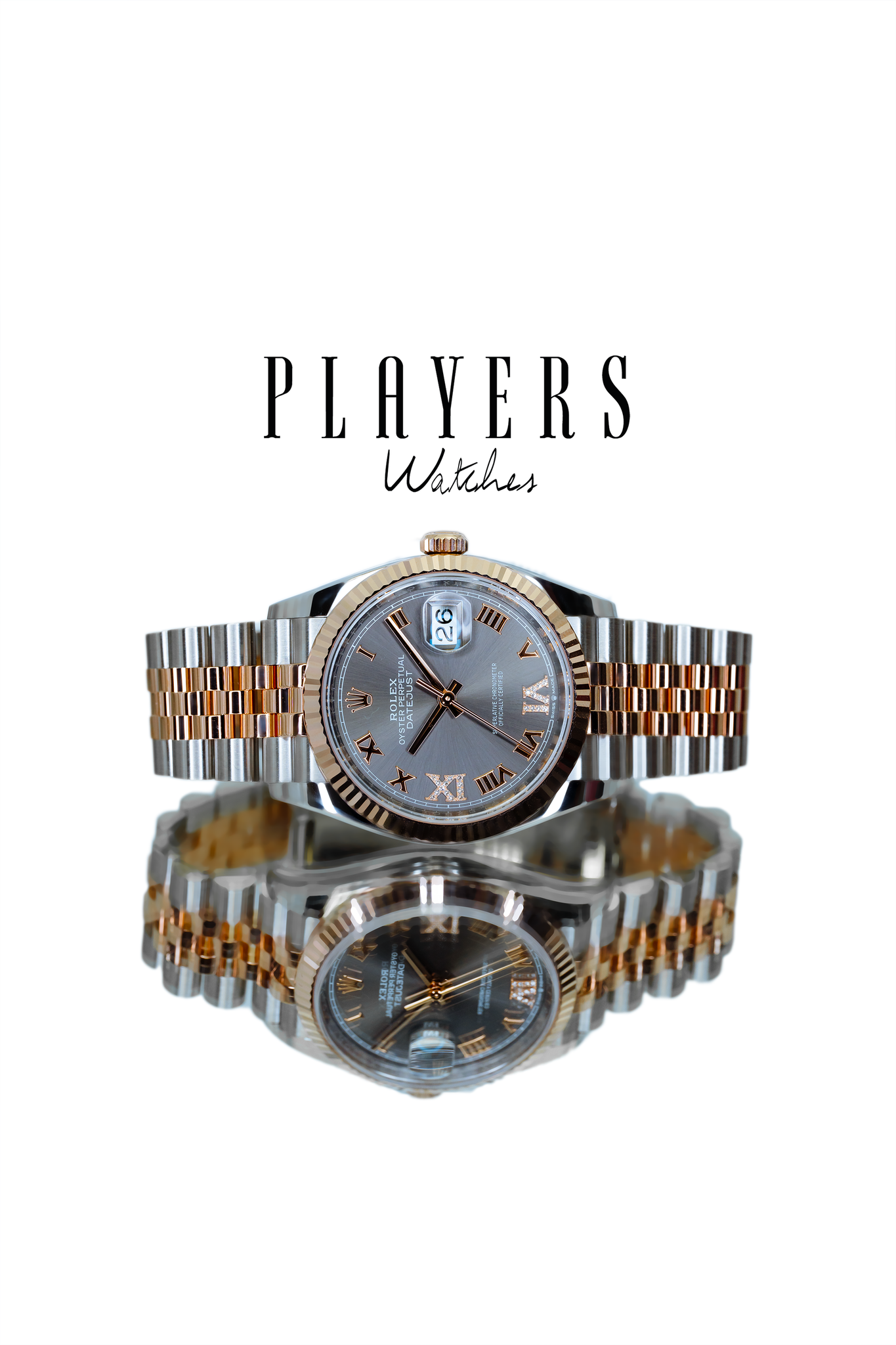 Rolex Date-Just 36 Two-Tone Rose Gold Slate Diamond Set Dial (126231)